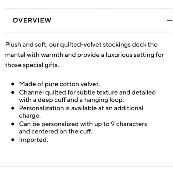 Pottery Barn Channel Quilted Velvet Stocking | Ivory | Small - Picture 6 of 6